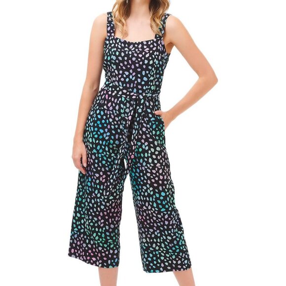 Sugarhill Brighton Prowl Factor Cropped Jumpsuit Black/Multi Leopard	Modcloth - Picture 1 of 7